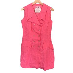Vintage Marty K Fashions LTD. Hot Coral Dress With Collar Estimated Fit Medium